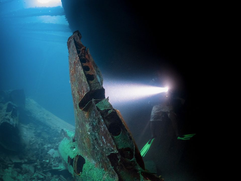 Dive light on a bow, Chuuk Lagoon