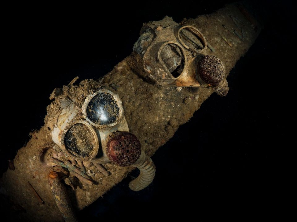 Gas masks in a wreck, Chuuk Lagoon